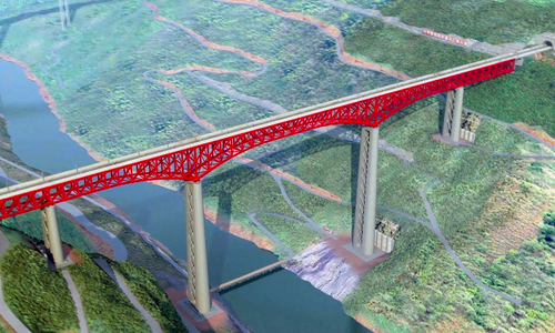 Trung Quốc xây cầu đường sắt giàn thép cao nhất thế giới