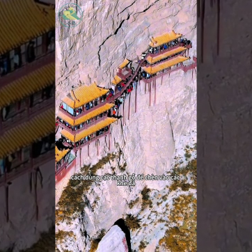 ngôi chùa bên vách đá Huyền Không Tự ở Sơn Tây Trung Quốc